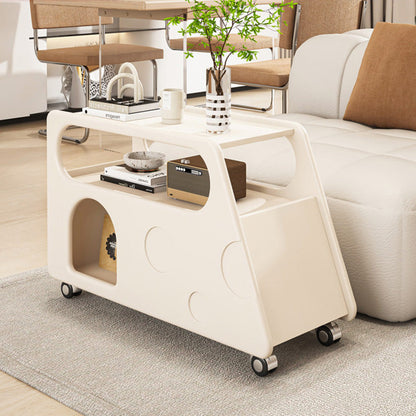 Contemporary Creative Trapezoidal Cheese-Block Artificial Board Movable End Table 3-Tier For Living Room