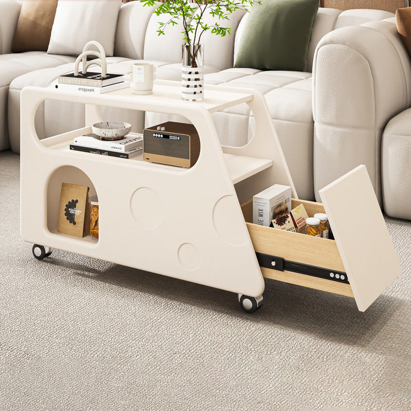Contemporary Creative Trapezoidal Cheese-Block Artificial Board Movable End Table 3-Tier For Living Room