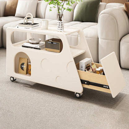 Contemporary Creative Trapezoidal Cheese-Block Artificial Board Movable End Table 3-Tier For Living Room