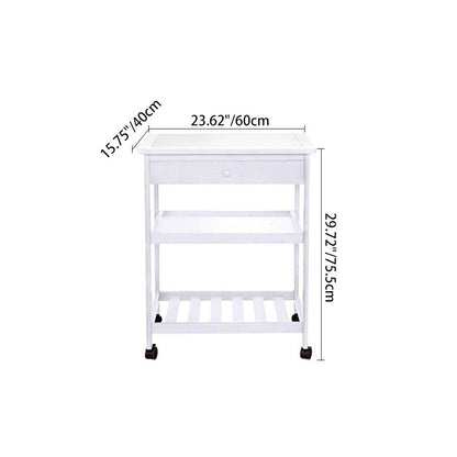 Modern Minimalist Rectangular Rubberwood Rock Slab Movable Storage Shelf 3-Tier For Living Room