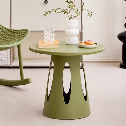 Contemporary Nordic Cylindrical Round PP Plastic Hollow-Carved Design Coffee Table 1-Layer For Living Room & Bedroom