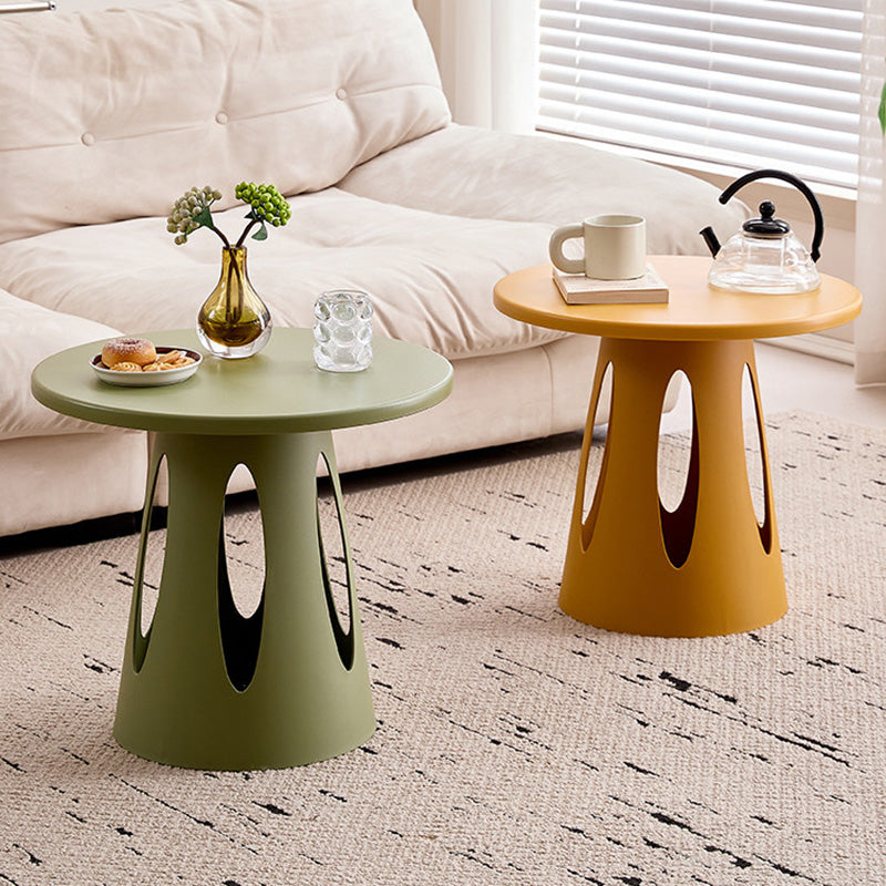 Contemporary Nordic Cylindrical Round PP Plastic Hollow-Carved Design Coffee Table 1-Layer For Living Room & Bedroom