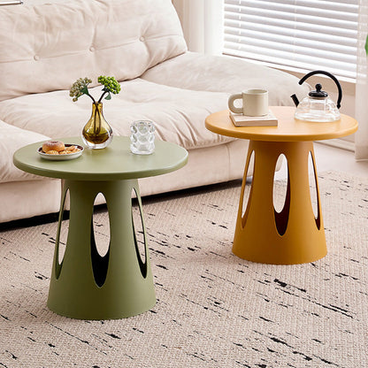 Contemporary Nordic Cylindrical Round PP Plastic Hollow-Carved Design Coffee Table 1-Layer For Living Room & Bedroom
