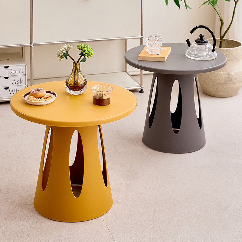 Contemporary Nordic Cylindrical Round PP Plastic Hollow-Carved Design Coffee Table 1-Layer For Living Room & Bedroom