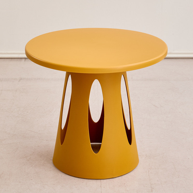 Contemporary Nordic Cylindrical Round PP Plastic Hollow-Carved Design Coffee Table 1-Layer For Living Room & Bedroom