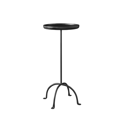 Contemporary Industrial Round Ash Wood Carbon Steel Lightweight End Table 1-Tier For Living Room