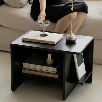 Contemporary Scandinavian Rectangular MDF Displaced Design Coffee Table 2-Tier For Living Room & Bedroom