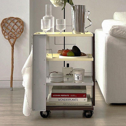 Contemporary Industrial Rectangular Carbon Steel Movable Storage Shelf 4-Tier For Living Room
