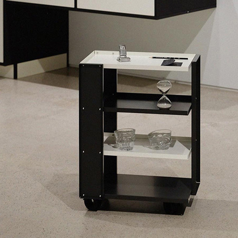 Contemporary Industrial Rectangular Carbon Steel Movable Storage Shelf 4-Tier For Living Room