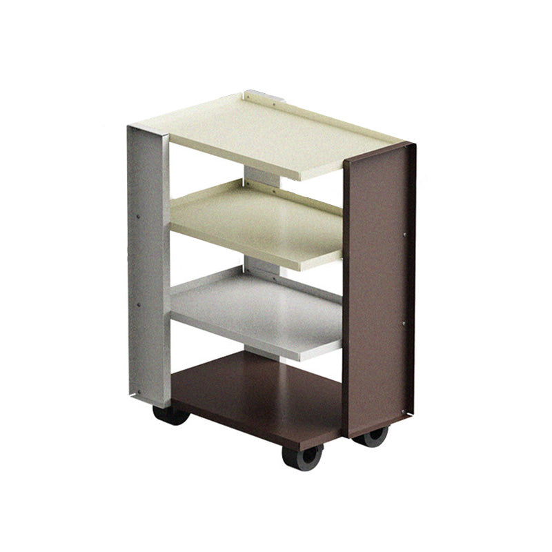 Contemporary Industrial Rectangular Carbon Steel Movable Storage Shelf 4-Tier For Living Room