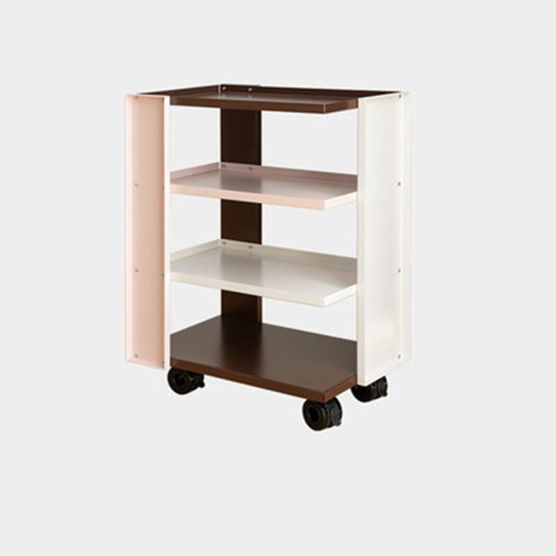 Contemporary Industrial Rectangular Carbon Steel Movable Storage Shelf 4-Tier For Living Room