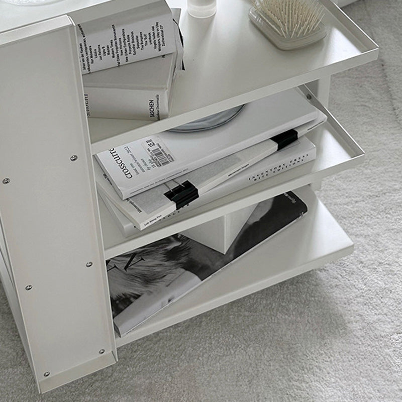 Contemporary Industrial Rectangular Carbon Steel Movable Storage Shelf 4-Tier For Living Room