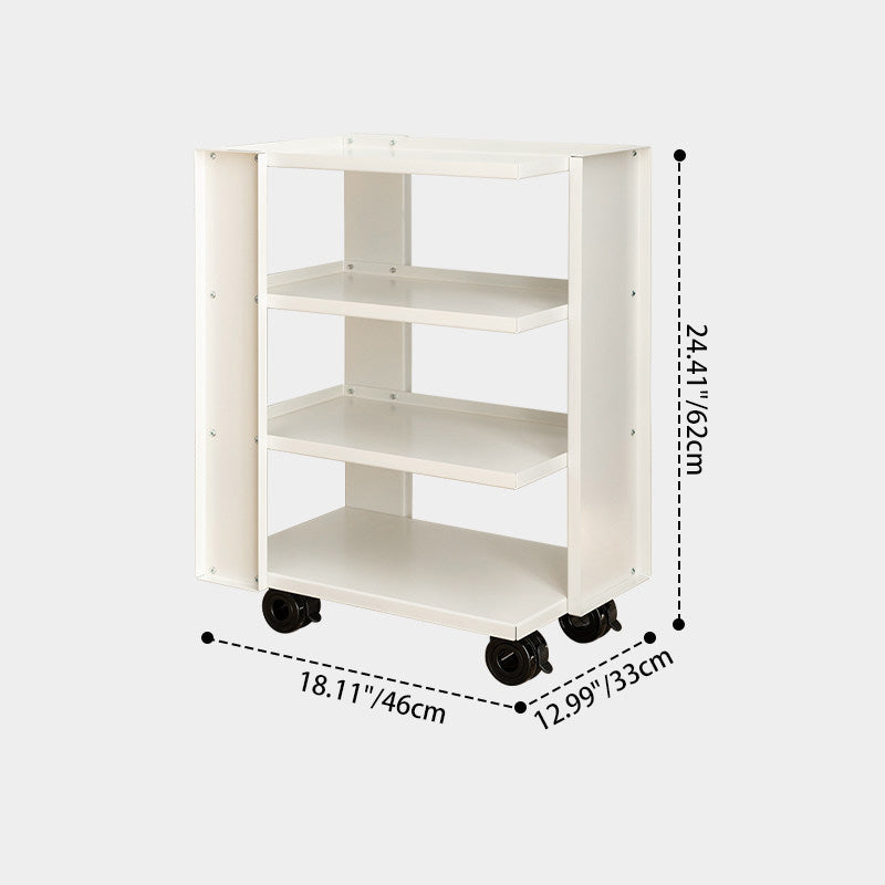 Contemporary Industrial Rectangular Carbon Steel Movable Storage Shelf 4-Tier For Living Room