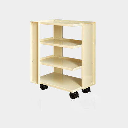 Contemporary Industrial Rectangular Carbon Steel Movable Storage Shelf 4-Tier For Living Room
