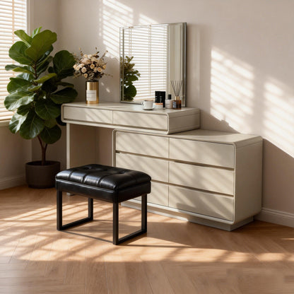 Space-Saving Extendable Dressing Table - MDF Countertop & Particle Board Drawers Makeup Vanity For Bedroom