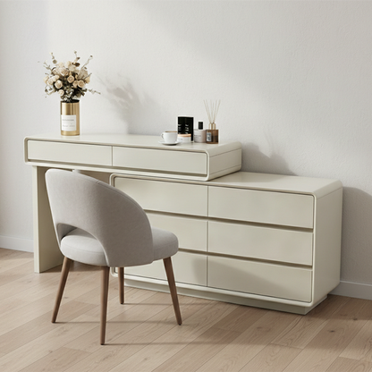 Space-Saving Extendable Dressing Table - MDF Countertop & Particle Board Drawers Makeup Vanity For Bedroom
