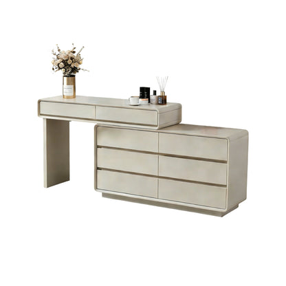 Space-Saving Extendable Dressing Table - MDF Countertop & Particle Board Drawers Makeup Vanity For Bedroom