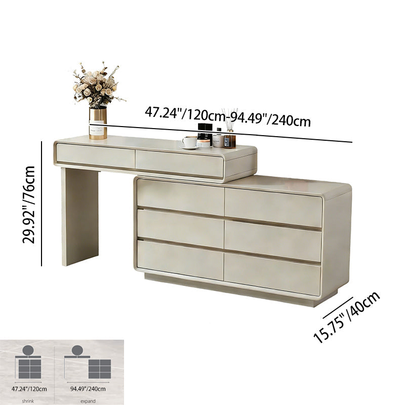 Space-Saving Extendable Dressing Table - MDF Countertop & Particle Board Drawers Makeup Vanity For Bedroom