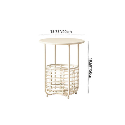 Contemporary Industrial Cylindrical Carbon Steel PE Rattan Weaving Lightweight End Table 1-Basket For Living Room