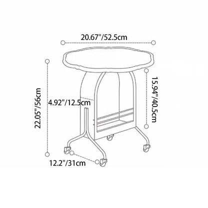 Traditional French Petal Arch Rubberwood Stainless Steel PE Rattan Weaving Movable End Table 2-Tier For Living Room