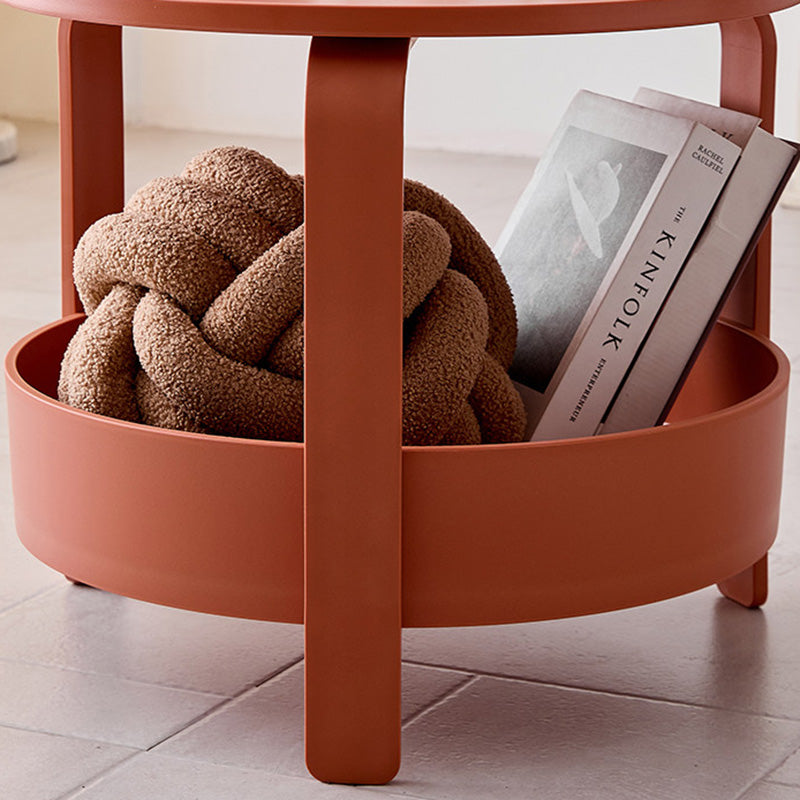 Modern Minimalist Round PP Plastic Durable Lightweight Coffee Table 2-Layer For Living Room