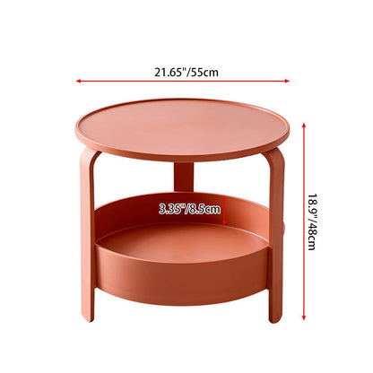 Modern Minimalist Round PP Plastic Durable Lightweight Coffee Table 2-Layer For Living Room