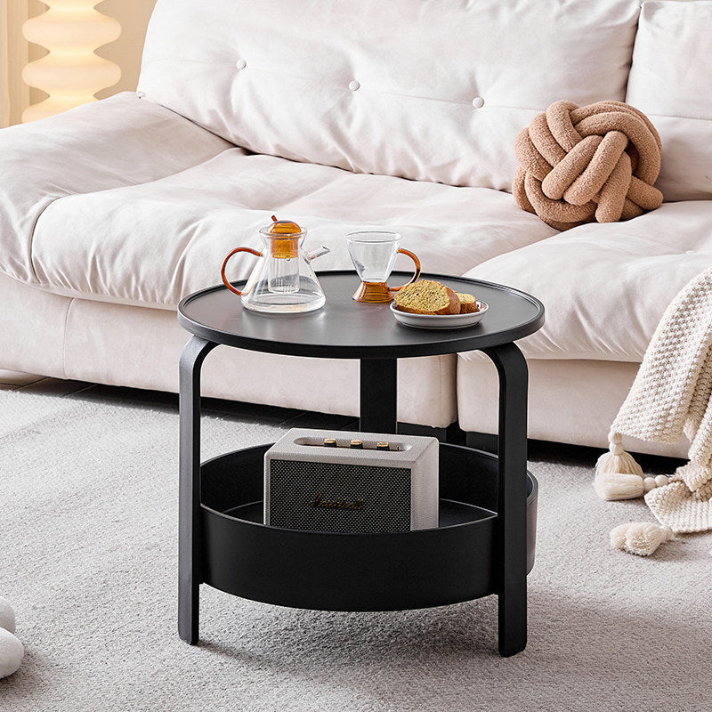 Modern Minimalist Round PP Plastic Durable Lightweight Coffee Table 2-Layer For Living Room
