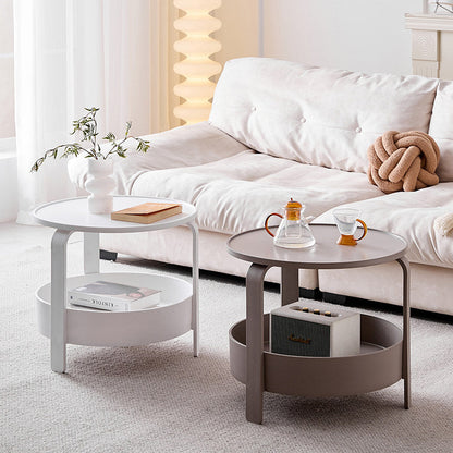 Modern Minimalist Round PP Plastic Durable Lightweight Coffee Table 2-Layer For Living Room