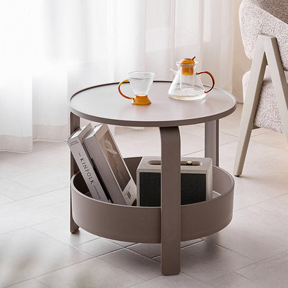 Modern Minimalist Round PP Plastic Durable Lightweight Coffee Table 2-Layer For Living Room