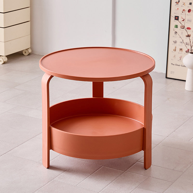 Modern Minimalist Round PP Plastic Durable Lightweight Coffee Table 2-Layer For Living Room