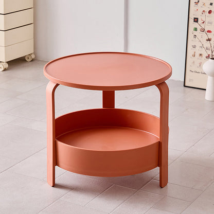 Modern Minimalist Round PP Plastic Durable Lightweight Coffee Table 2-Layer For Living Room