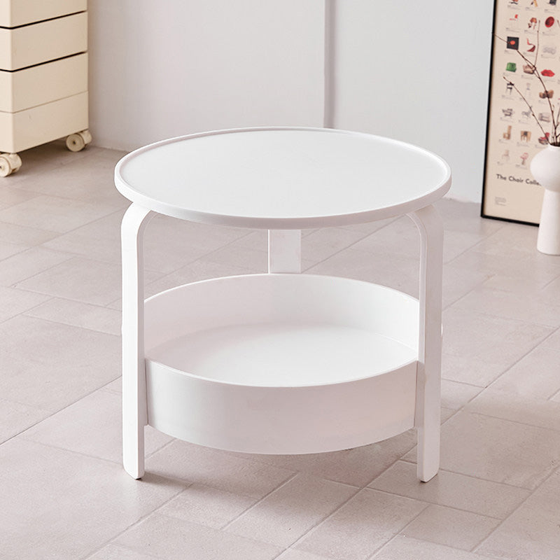 Modern Minimalist Round PP Plastic Durable Lightweight Coffee Table 2-Layer For Living Room