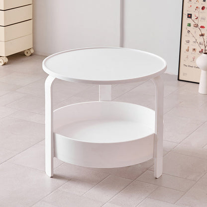 Modern Minimalist Round PP Plastic Durable Lightweight Coffee Table 2-Layer For Living Room