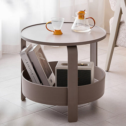 Modern Minimalist Round PP Plastic Durable Lightweight Coffee Table 2-Layer For Living Room