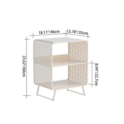 Contemporary Industrial Rounded Rectangle Iron Lightweight Hollowed-Out Petal Pattern End Table 2-Tier For Living Room