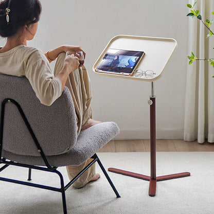 Contemporary Industrial Plywood Stainless Steel & Steel Alloy Liftable Side Table 1-Tier For Living Room