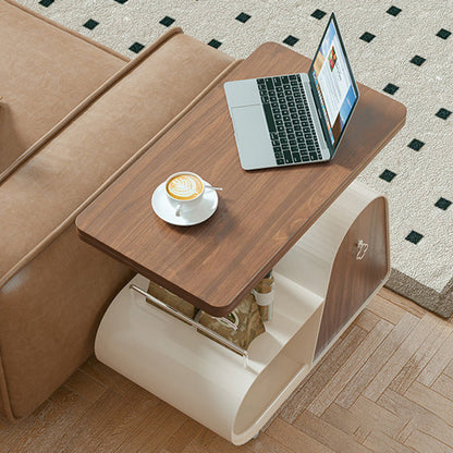 Traditional French Curved Rectangular Rubberwood Carbon Steel Movable Extendable Coffee Table 1-Drawer For Living Room