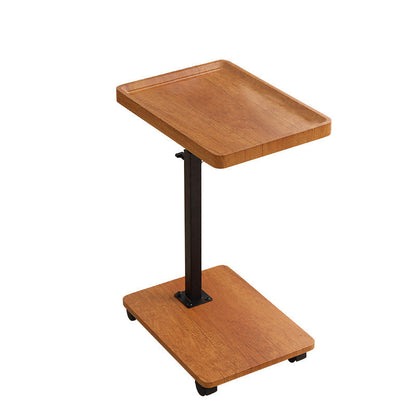 Modern Minimalist MDF Carbon Steel Rectangular & Round Movable Liftable Side Table 2-Tier For Living Room
