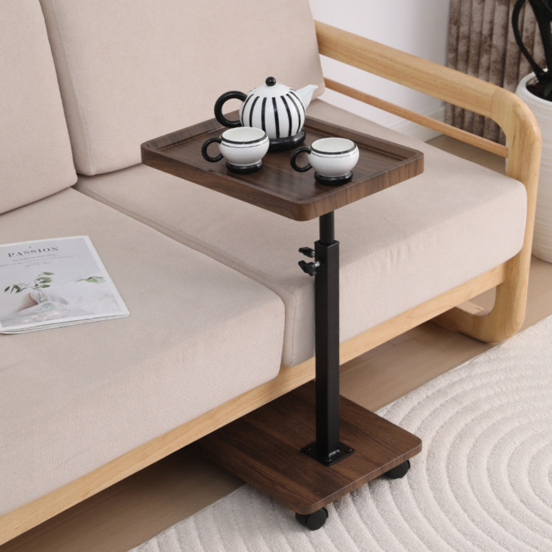Modern Minimalist MDF Carbon Steel Rectangular & Round Movable Liftable Side Table 2-Tier For Living Room