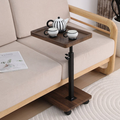 Modern Minimalist MDF Carbon Steel Rectangular & Round Movable Liftable Side Table 2-Tier For Living Room