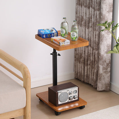 Modern Minimalist MDF Carbon Steel Rectangular & Round Movable Liftable Side Table 2-Tier For Living Room
