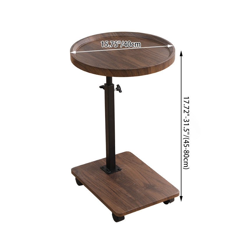Modern Minimalist MDF Carbon Steel Rectangular & Round Movable Liftable Side Table 2-Tier For Living Room