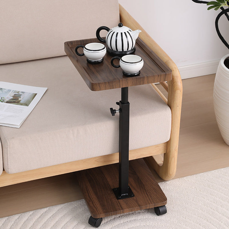 Modern Minimalist MDF Carbon Steel Rectangular & Round Movable Liftable Side Table 2-Tier For Living Room