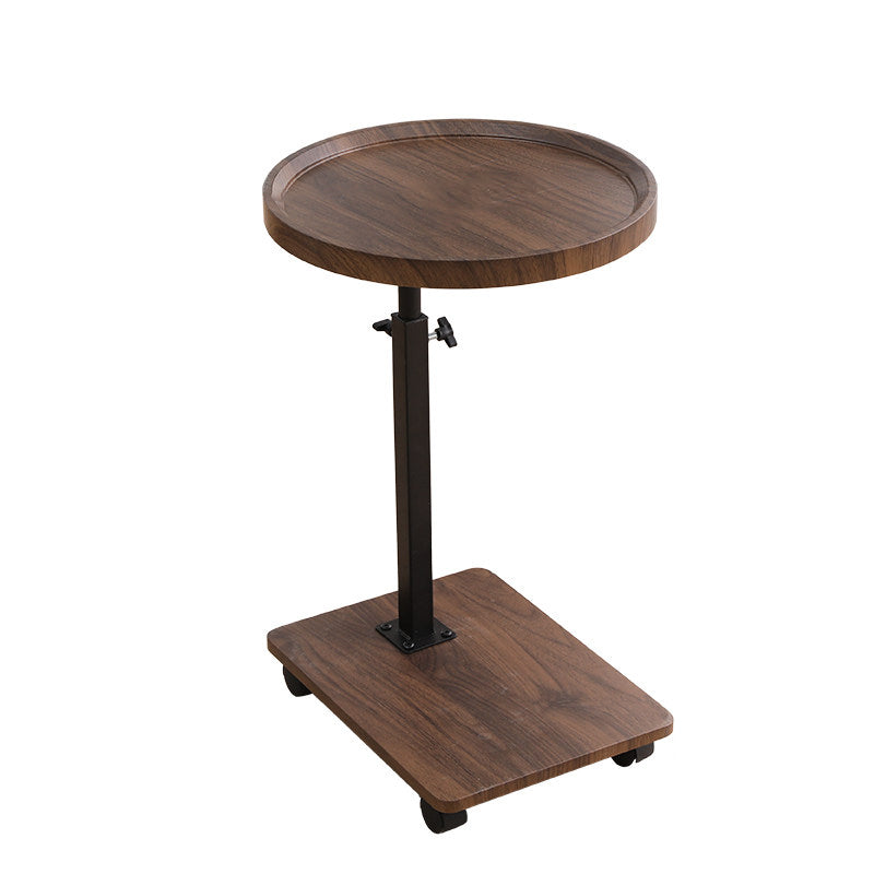 Modern Minimalist MDF Carbon Steel Rectangular & Round Movable Liftable Side Table 2-Tier For Living Room