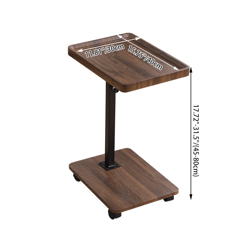 Modern Minimalist MDF Carbon Steel Rectangular & Round Movable Liftable Side Table 2-Tier For Living Room