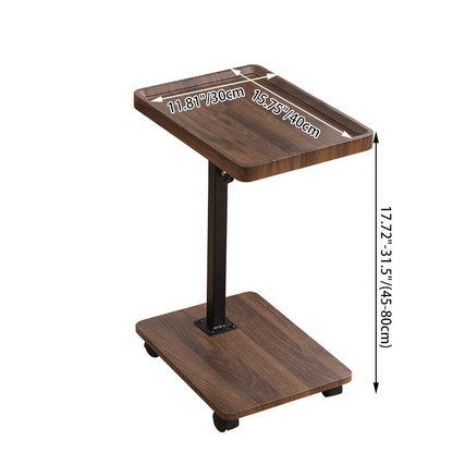 Modern Minimalist MDF Carbon Steel Rectangular & Round Movable Liftable Side Table 2-Tier For Living Room