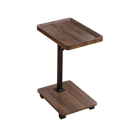 Modern Minimalist MDF Carbon Steel Rectangular & Round Movable Liftable Side Table 2-Tier For Living Room