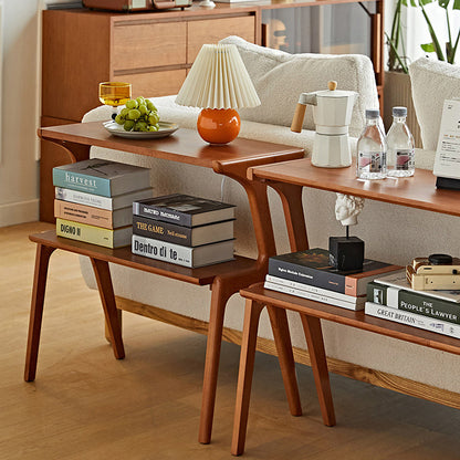 Contemporary Retro Antler Shape Rubberwood Beech Wood Lightweight End Table 2-Layer For Living Room