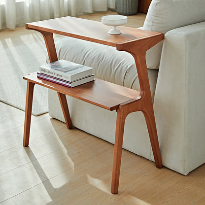 Contemporary Retro Antler Shape Rubberwood Beech Wood Lightweight End Table 2-Layer For Living Room