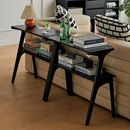 Contemporary Retro Antler Shape Rubberwood Beech Wood Lightweight End Table 2-Layer For Living Room